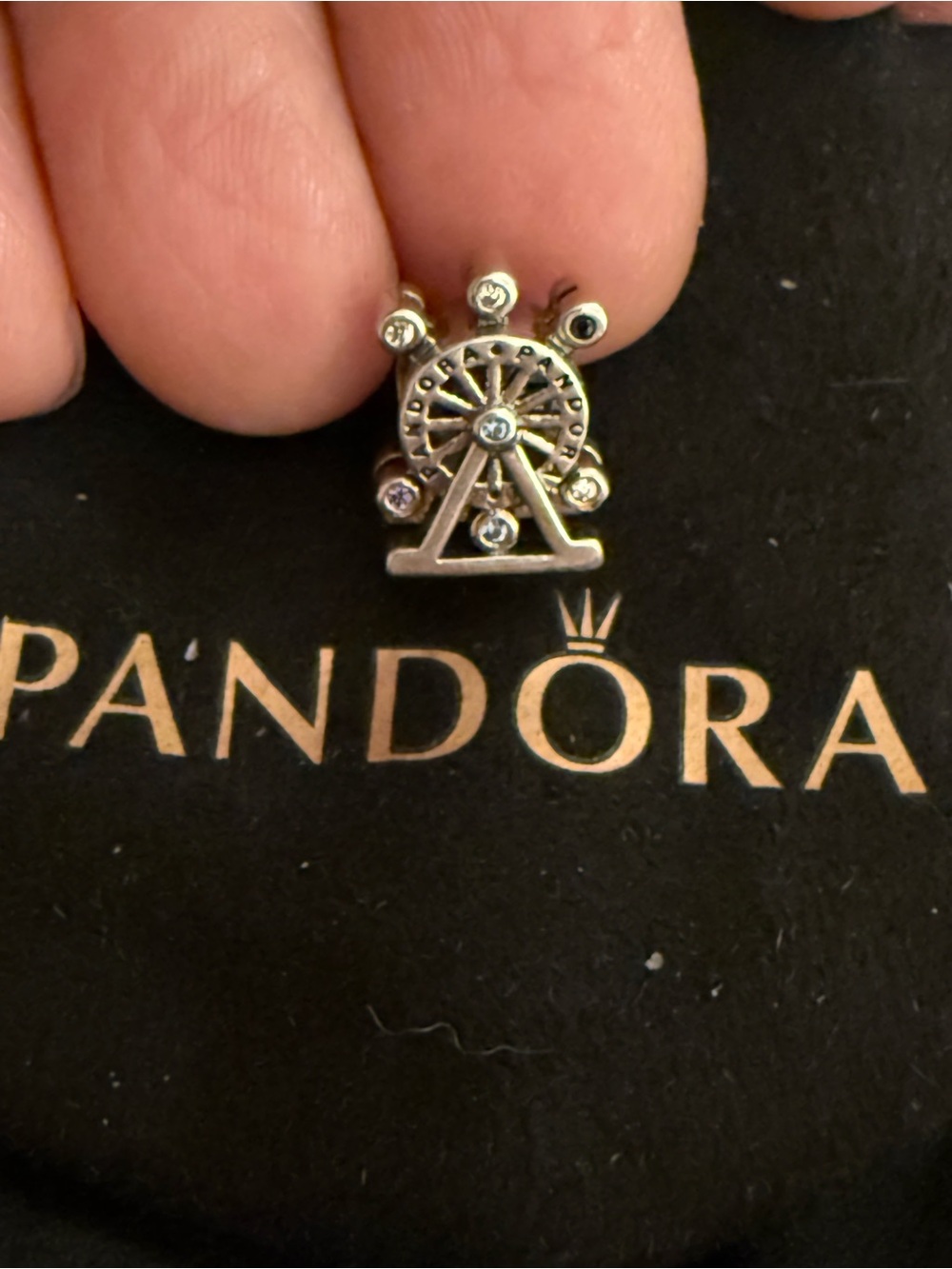 Pandora Silver Ferris Wheel Charm - Sterling Silver with Clear Stones